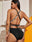Black Leopard Contrast Tie One-Piece (Large)
